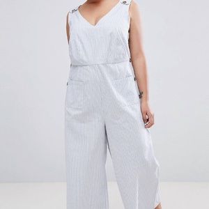 Striped Jumpsuit with Side Buttons